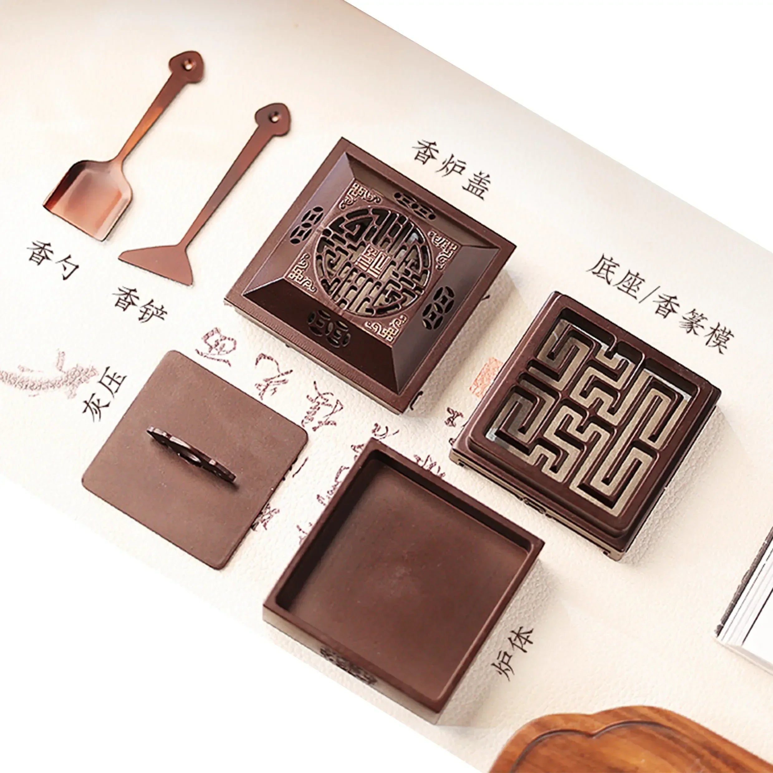 Powder Incense Set Fu Blessing Copper Incense Seal Burner Set | NewZen